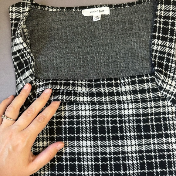 Stitch & Pine top women medium cotton blend chiffon plaid cropped tank black - Picture 6 of 8